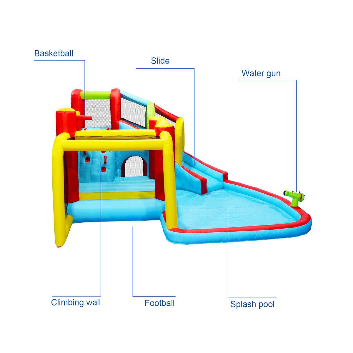 7 in 1 Inflatable Water Park Bouncer with Splash Pool E13345