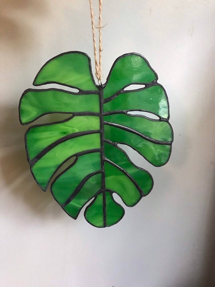 Stained Glass Monstera Leaf F8601