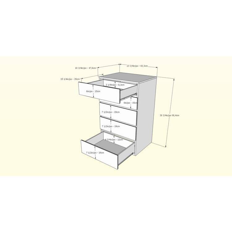 White Five Drawer Chest W783