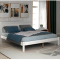 White Full Platform Bed Frame with Headboard S3263