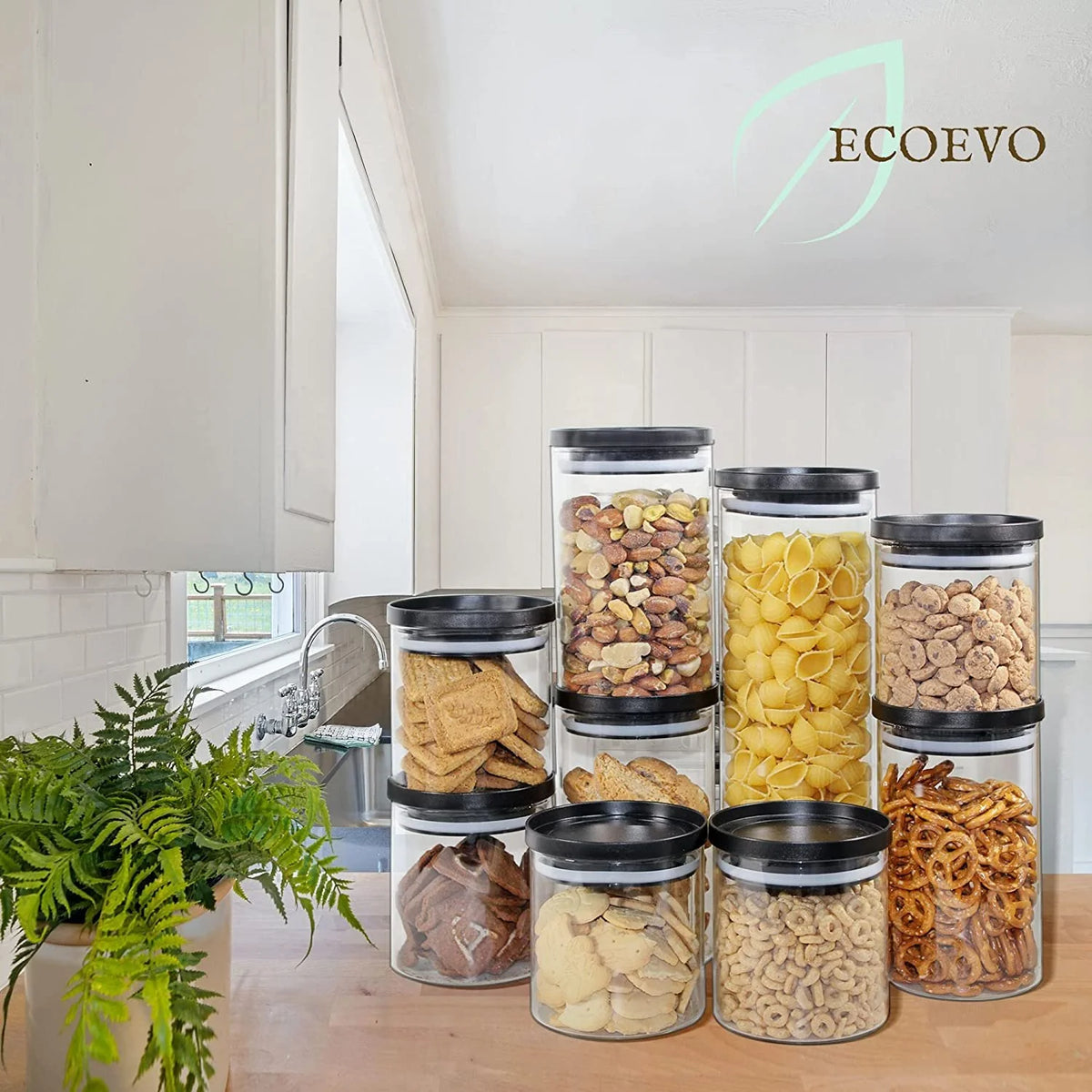 Glass Food Storage Jars 9 Pack of 16oz with Airtight Lids G229