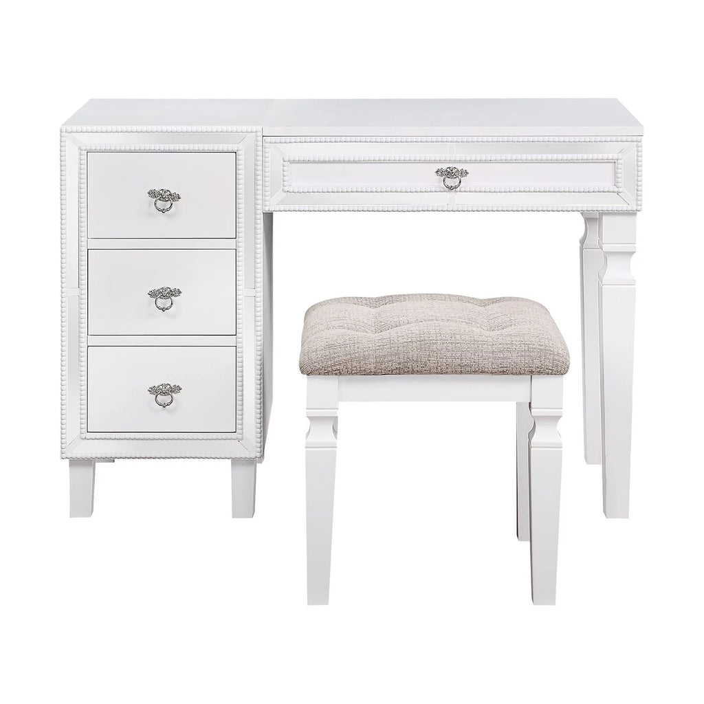 Black Wooden Makeup Vanity Set with Mirror and Stool N769553