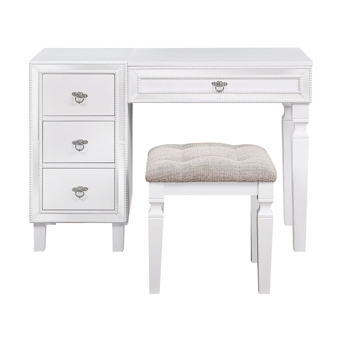 Black Wooden Makeup Vanity Set with Mirror and Stool N769553