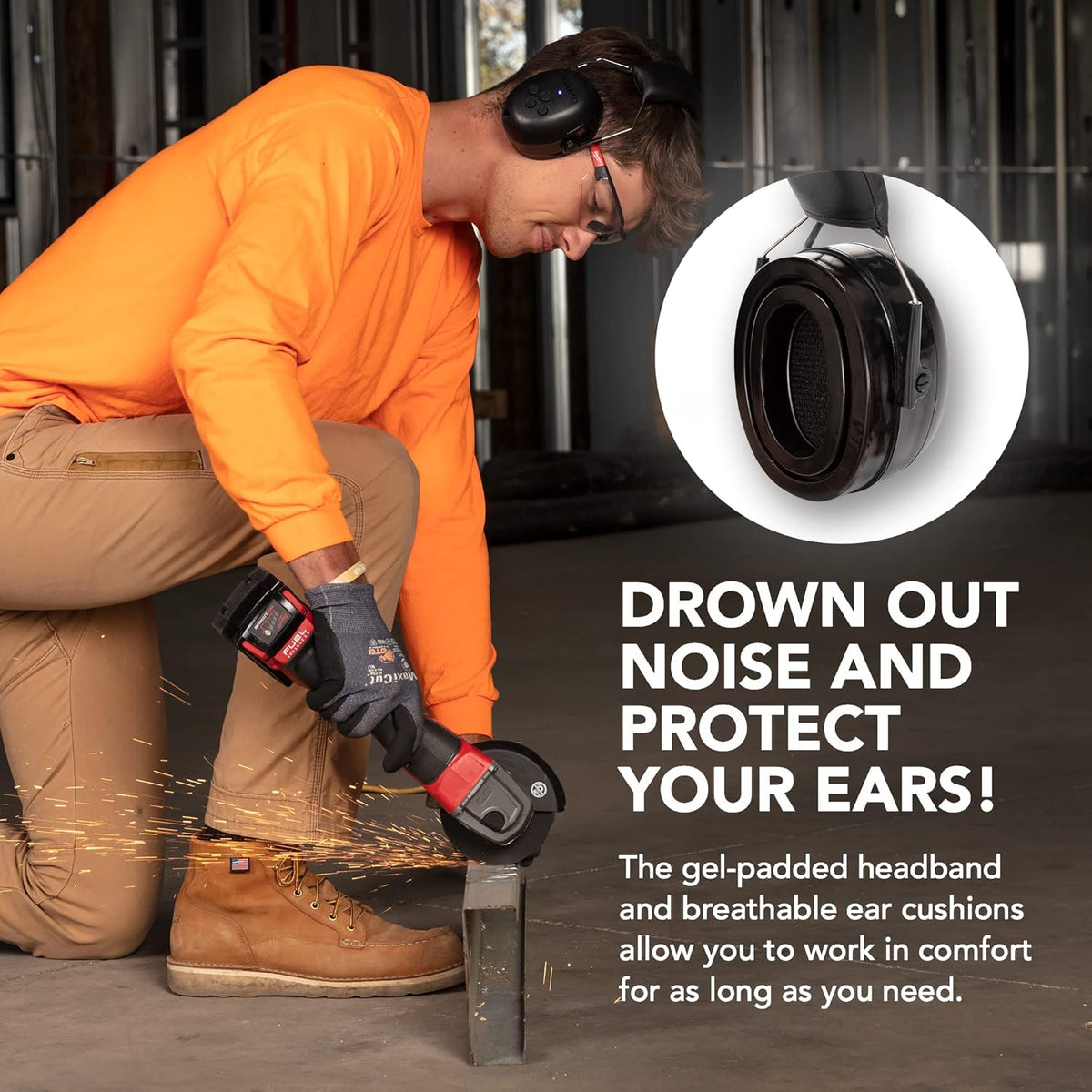 Bluetooth 5.0 Noise Reduction Safety Earmuffs with Adjustable Headband K804045