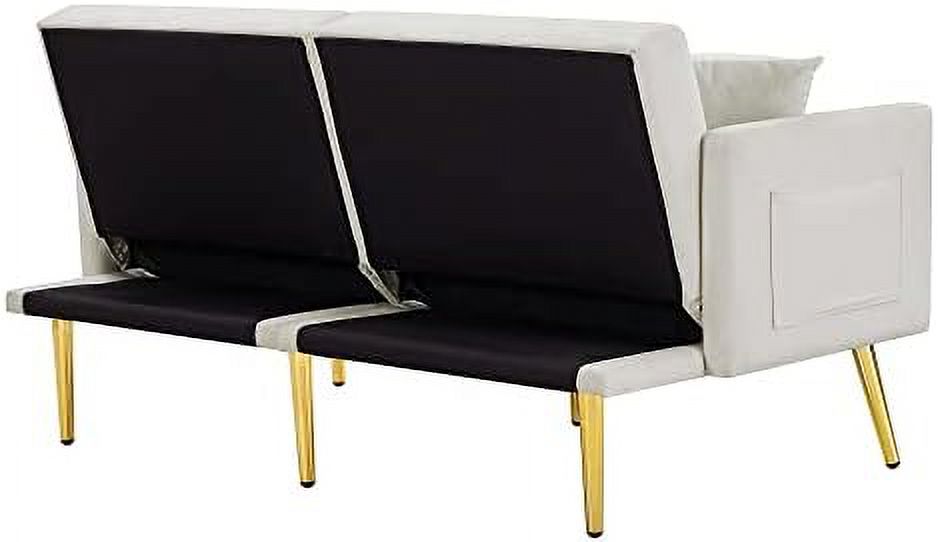 Velvet Futon Sofa Bed with Adjustable Armrests and Backrests R854283