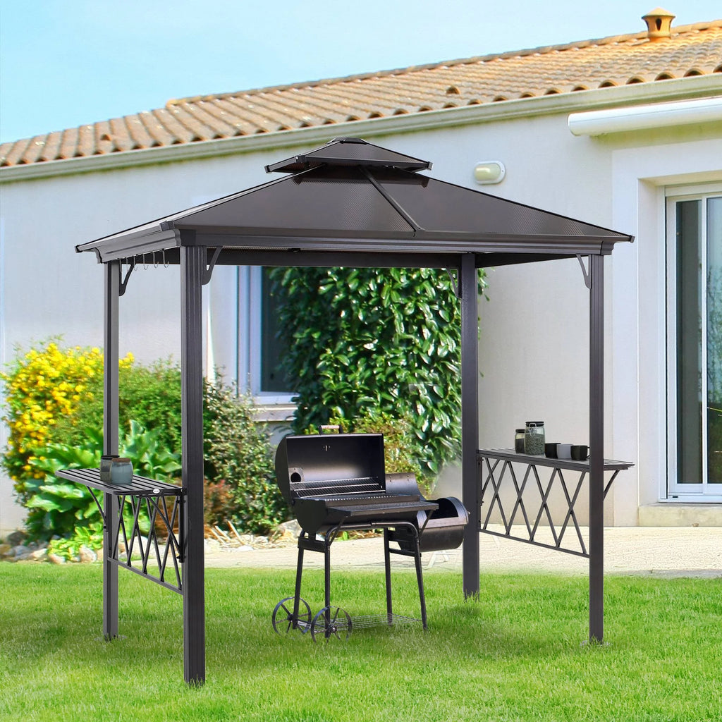 9' x 5' Hardtop BBQ Grill Gazebo with Polycarbonate Roof D307883