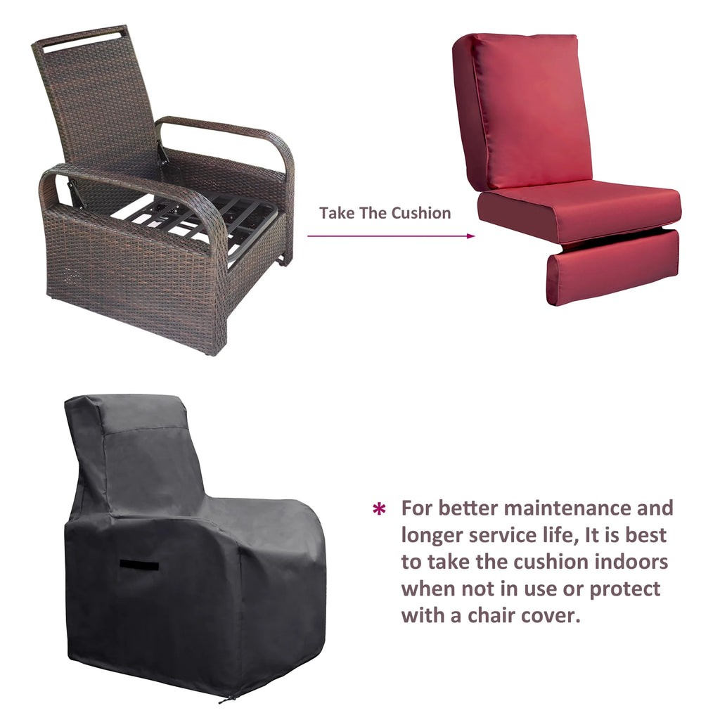 Red Resin Wicker Recliner Chair with Footrest H33982