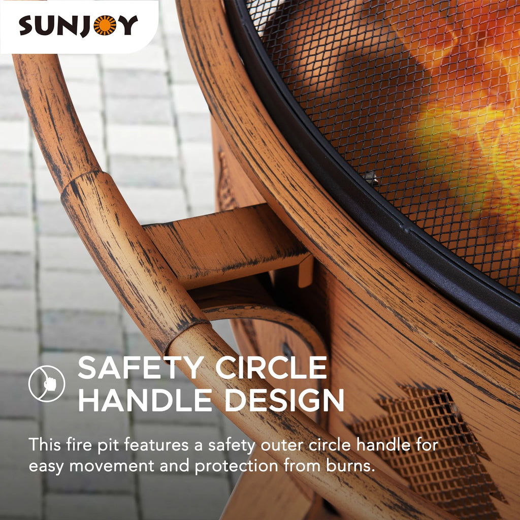 30 in. Outdoor Wood-Burning Steel Fire Pit with Spark Screen and Poker V43230