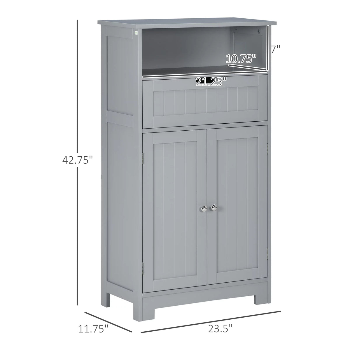 Grey Freestanding Bathroom Storage Cabinet with Drawer and Adjustable Shelf E4185