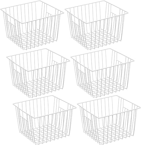 Large Wire Storage Baskets with Handles, Pearl White, Set of 3 I52003