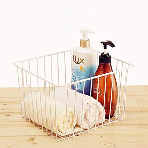 Large Wire Storage Baskets with Handles, Pearl White, Set of 3 I52003