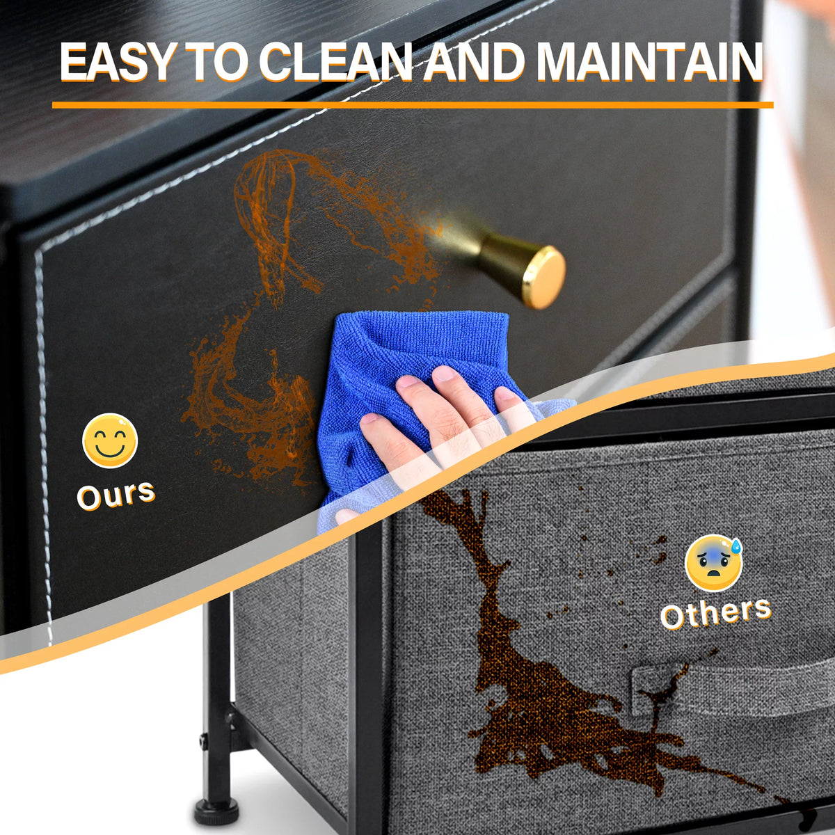 Black 3 Drawer Fabric Dresser Q845
