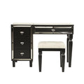 Black Wooden Makeup Vanity Set with Mirror and Stool N769553
