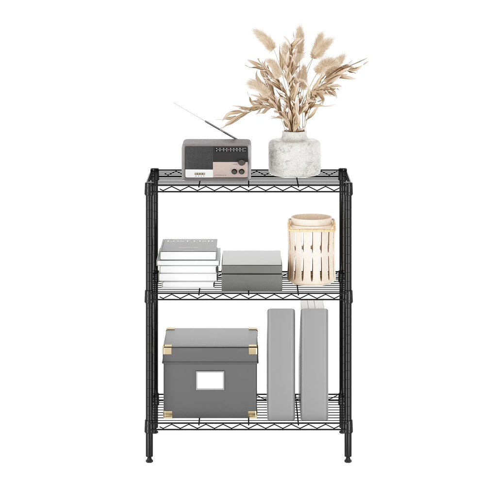 Black 3-Tier Metal Storage Shelf Rack V174