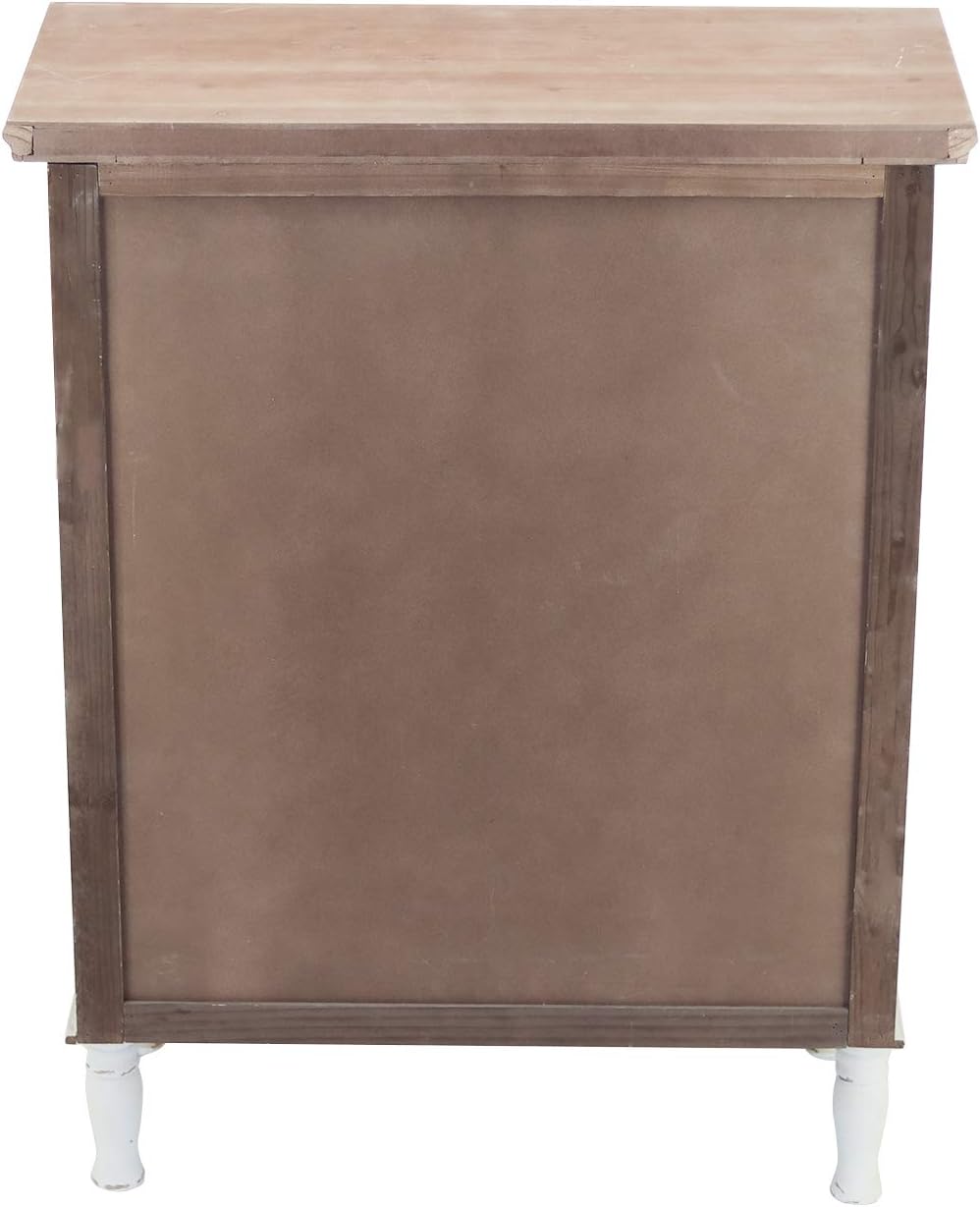 Rustic Farmhouse Buffet Sideboard Storage Cabinet with 2 Glass Doors, 3 Shelves, Natural Wood Top, Distressed White Cabinet, 42 H O8678