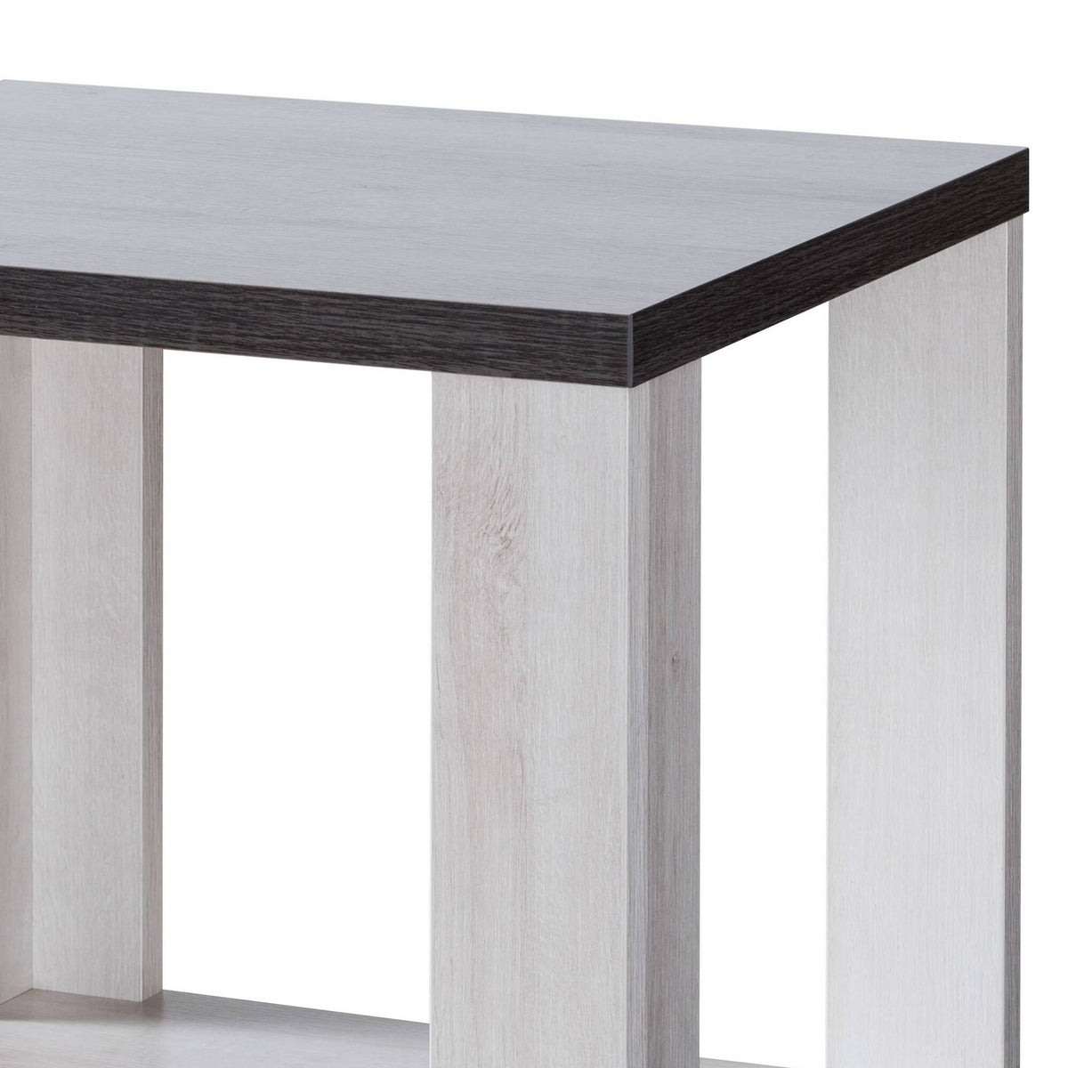 White and Gray MDF End Table with Wooden Open Bottom Shelf X572135