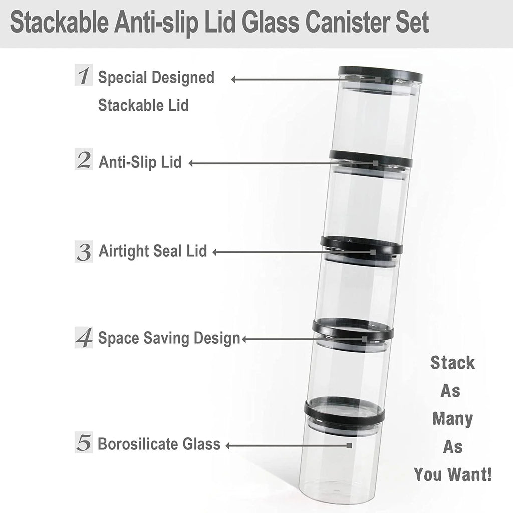 Glass Food Storage Jars 9 Pack of 16oz with Airtight Lids G229