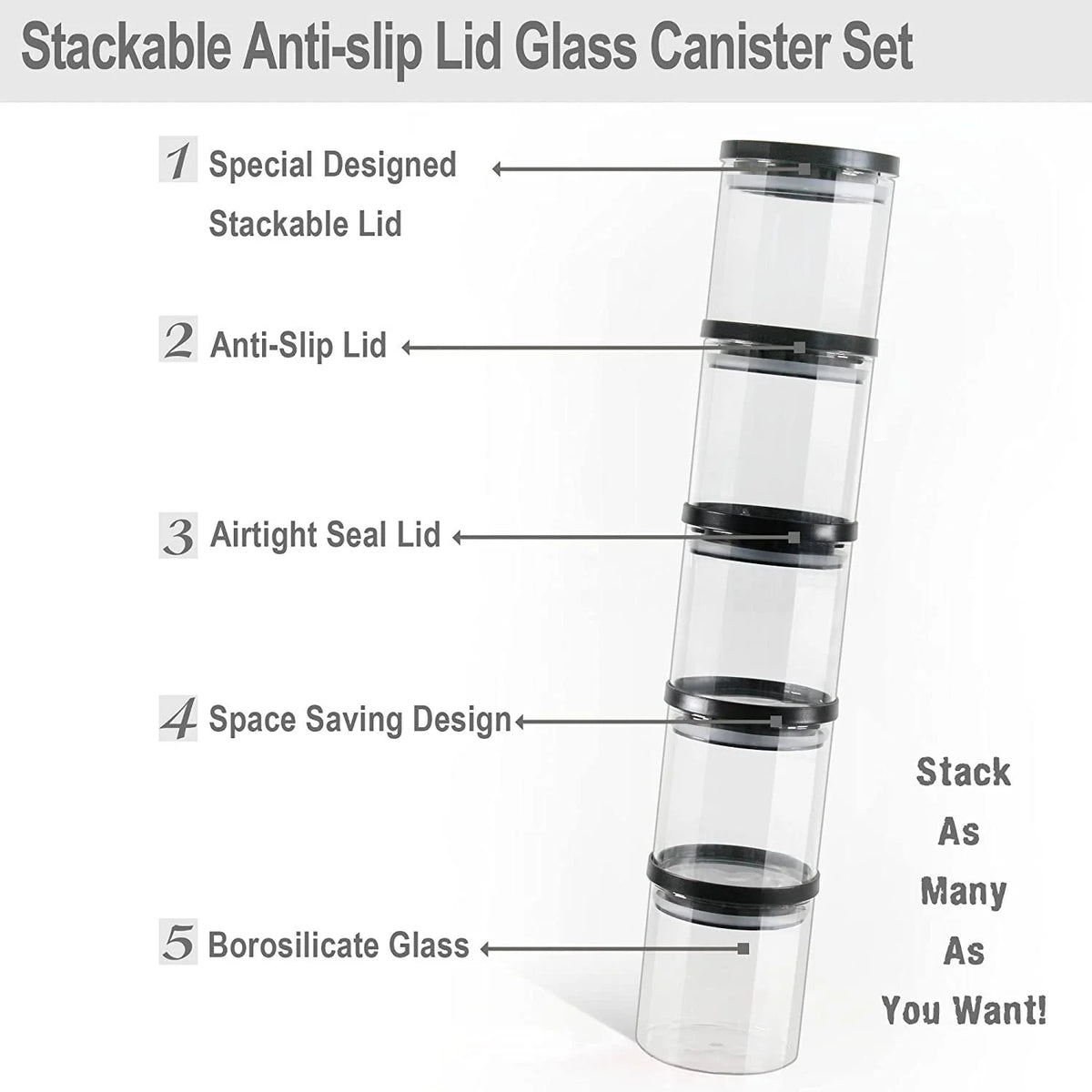 Glass Food Storage Jars 9 Pack of 16oz with Airtight Lids G229
