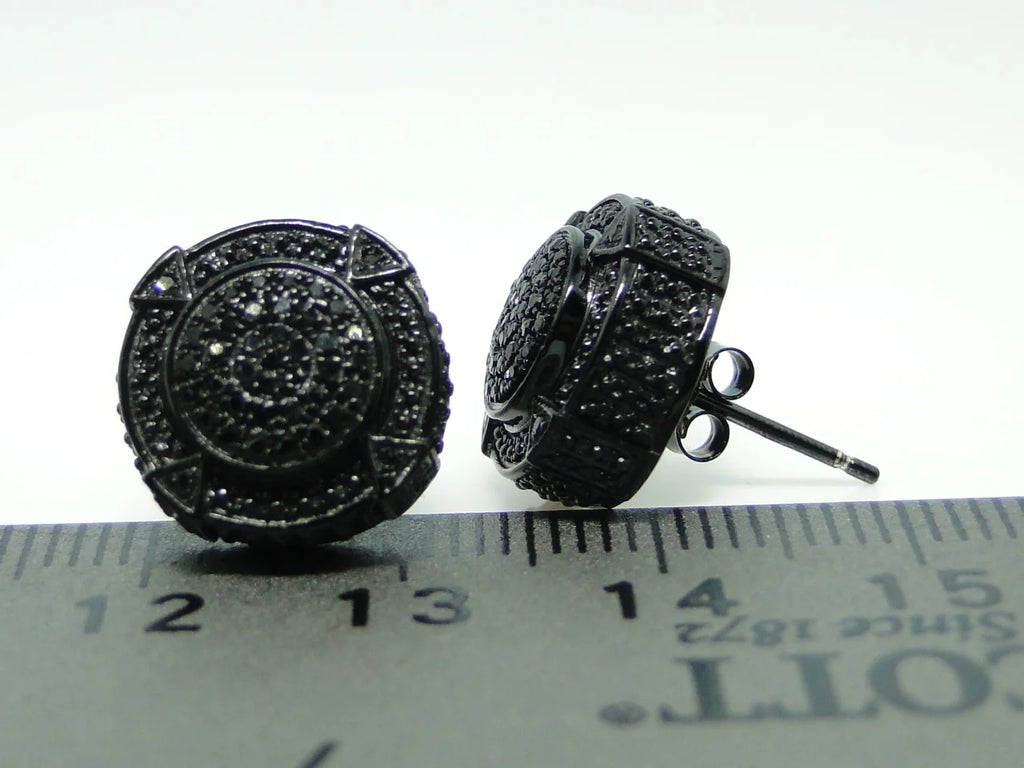 Black 3D Pave Diamond Earrings Y92322