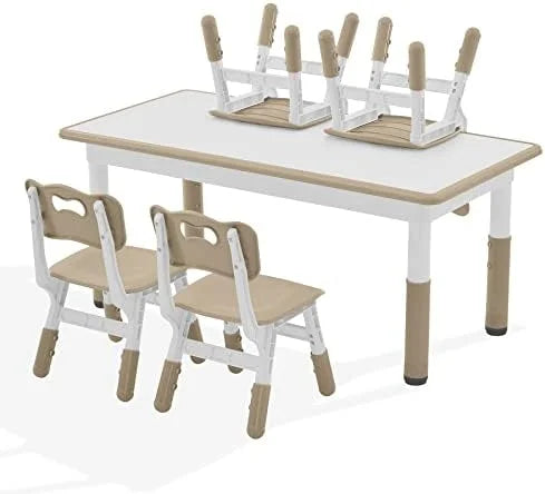 Height Adjustable Plastic Children Study Table and Chairs Set with 4 Seats C1121