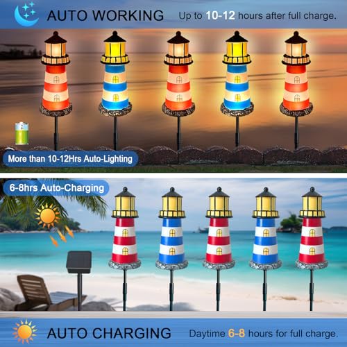 Solar Lighthouse Outdoor Garden Lights Waterproof T935451