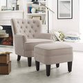 Beige Fabric Accent Chairs with Ottoman B26606