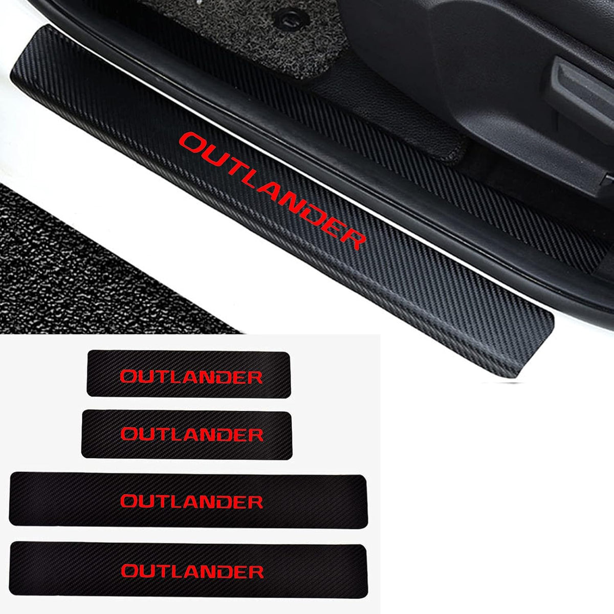 Carbon Fiber Leather Door Sill Scuff Plate Stickers Q3900