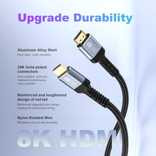8K Fiber Optic HDMI Cable 50ft 48Gbps O9881