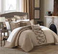 8-Piece Ruffled Comforter Set King Taupe Z326