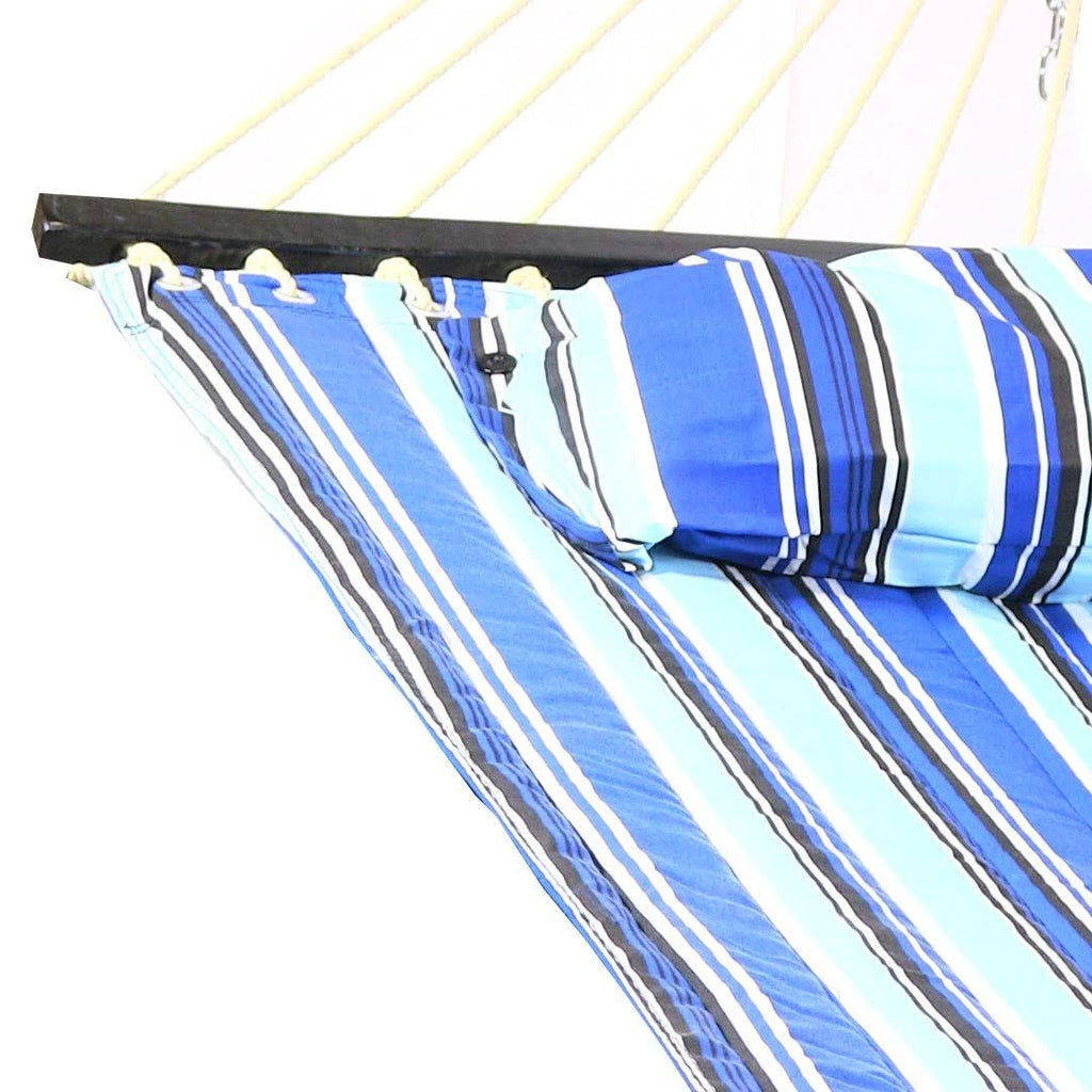 2-Person Quilted Fabric Spreader Bar Hammock and Pillow Q2879