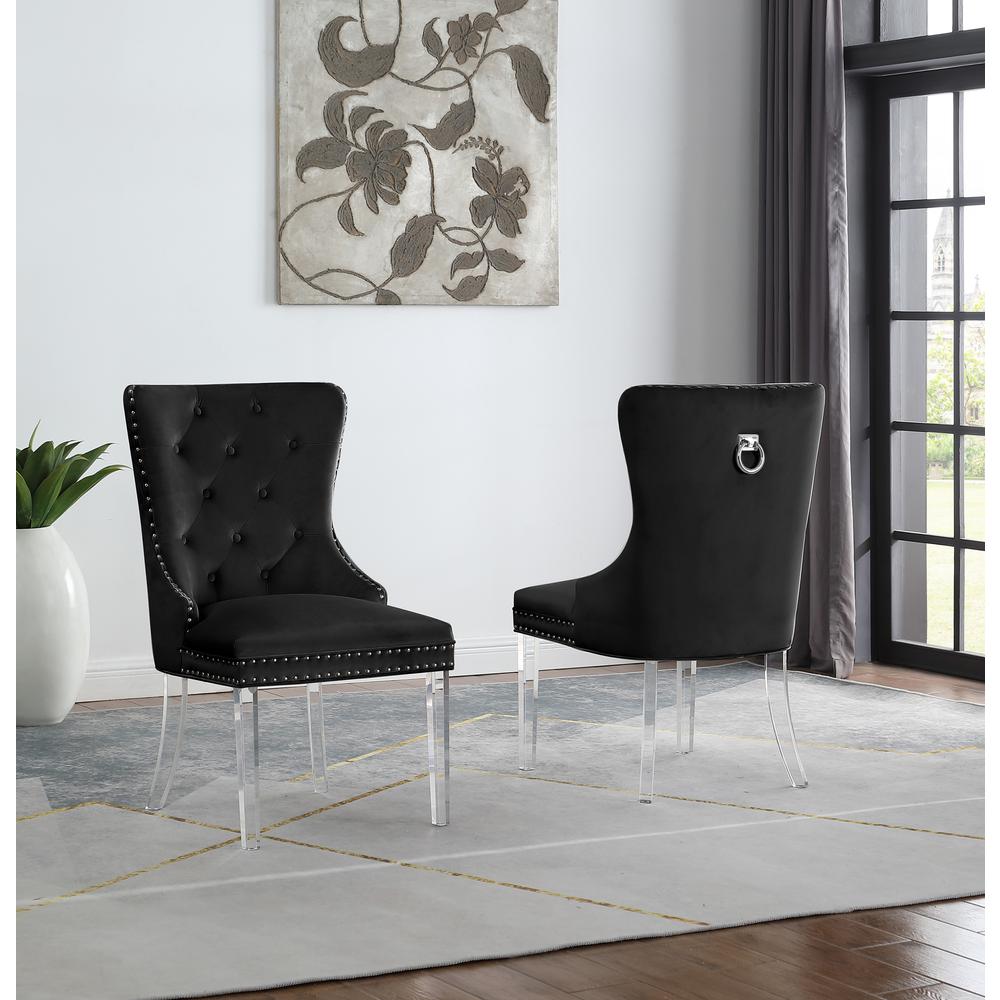 Black Tufted Velvet Dining Chairs (Set of 2) M411