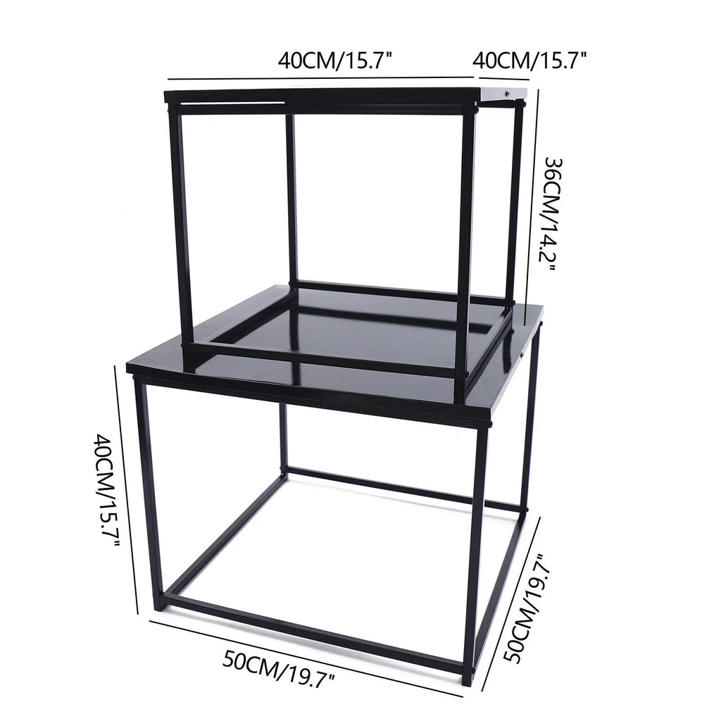 2pcs Black Metal Side Table J852559