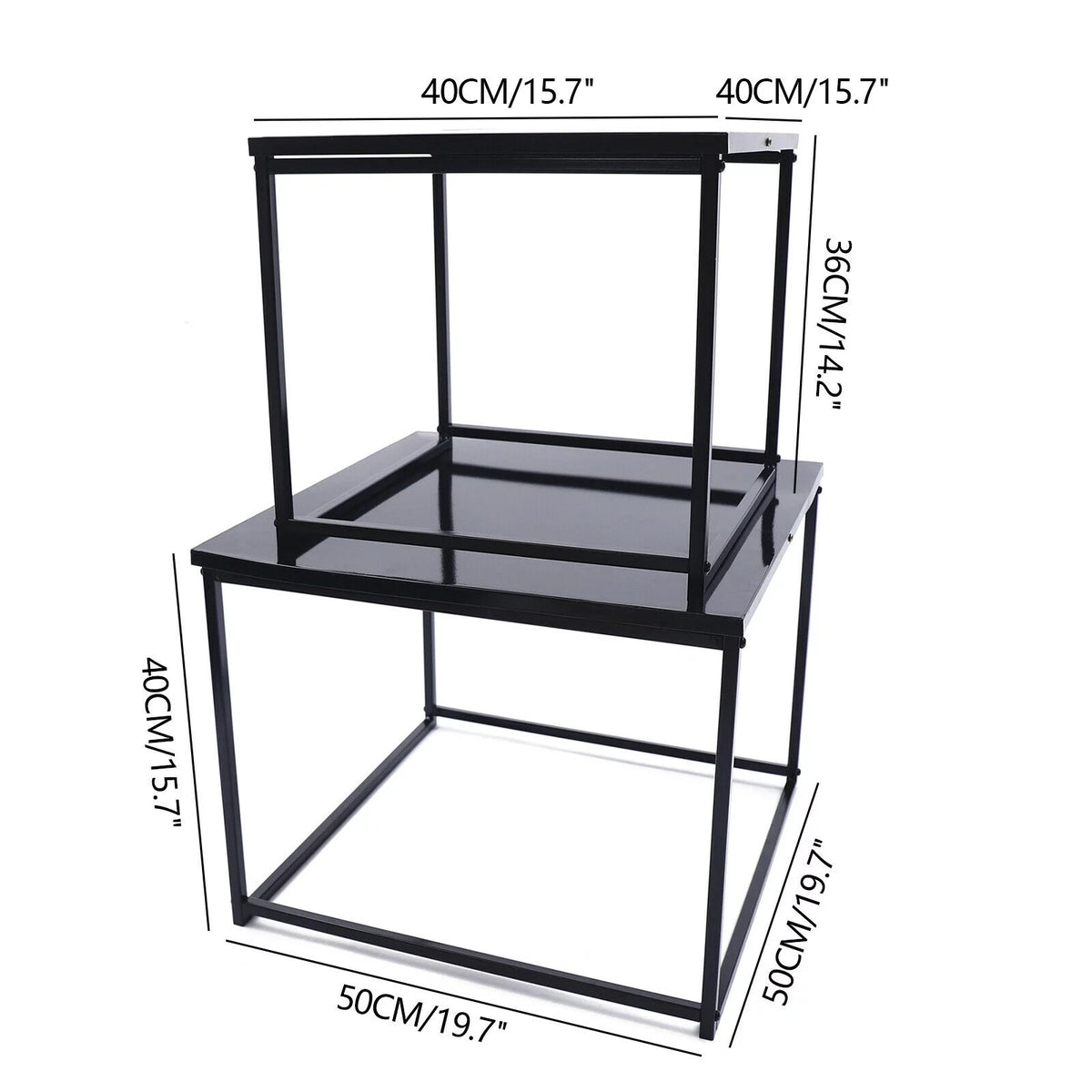 2pcs Black Metal Side Table J852559