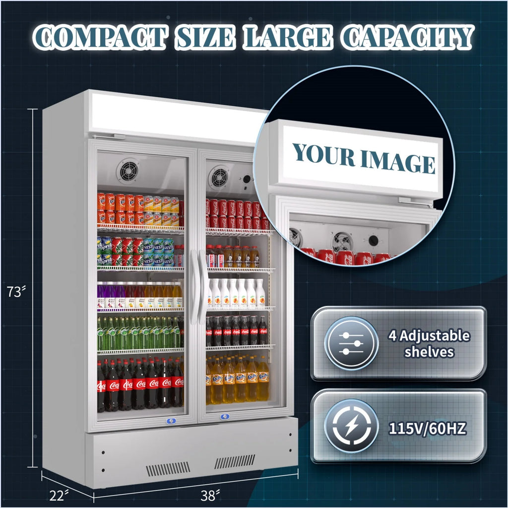 38'' Commercial Beverage Display Refrigerator with 2 Glass Doors S4048