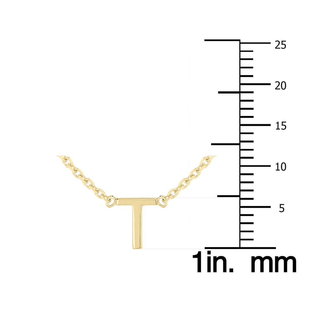 14K Solid Yellow Gold Initial Necklace Q89748
