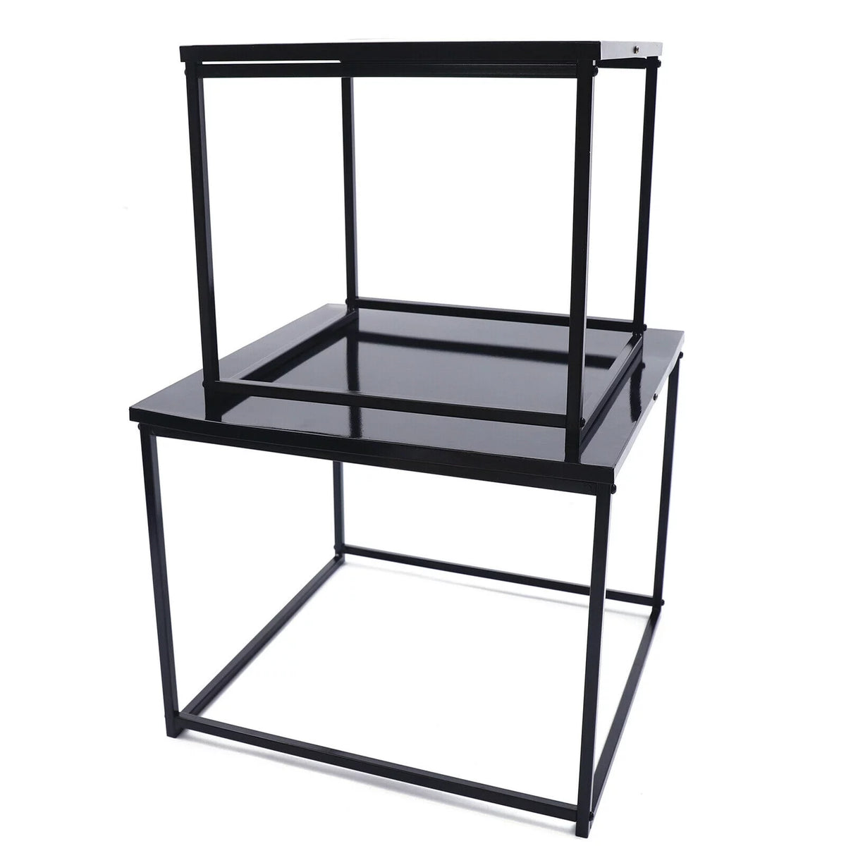 2pcs Black Metal Side Table J852559