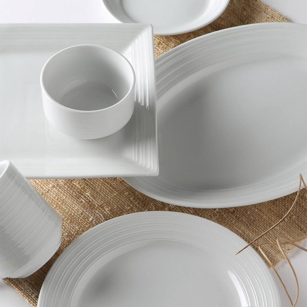 12/Case Bright White Embossed China Plate R924