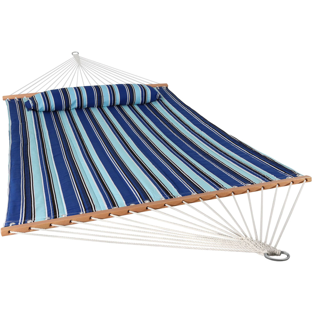 2-Person Quilted Fabric Spreader Bar Hammock and Pillow Q2879