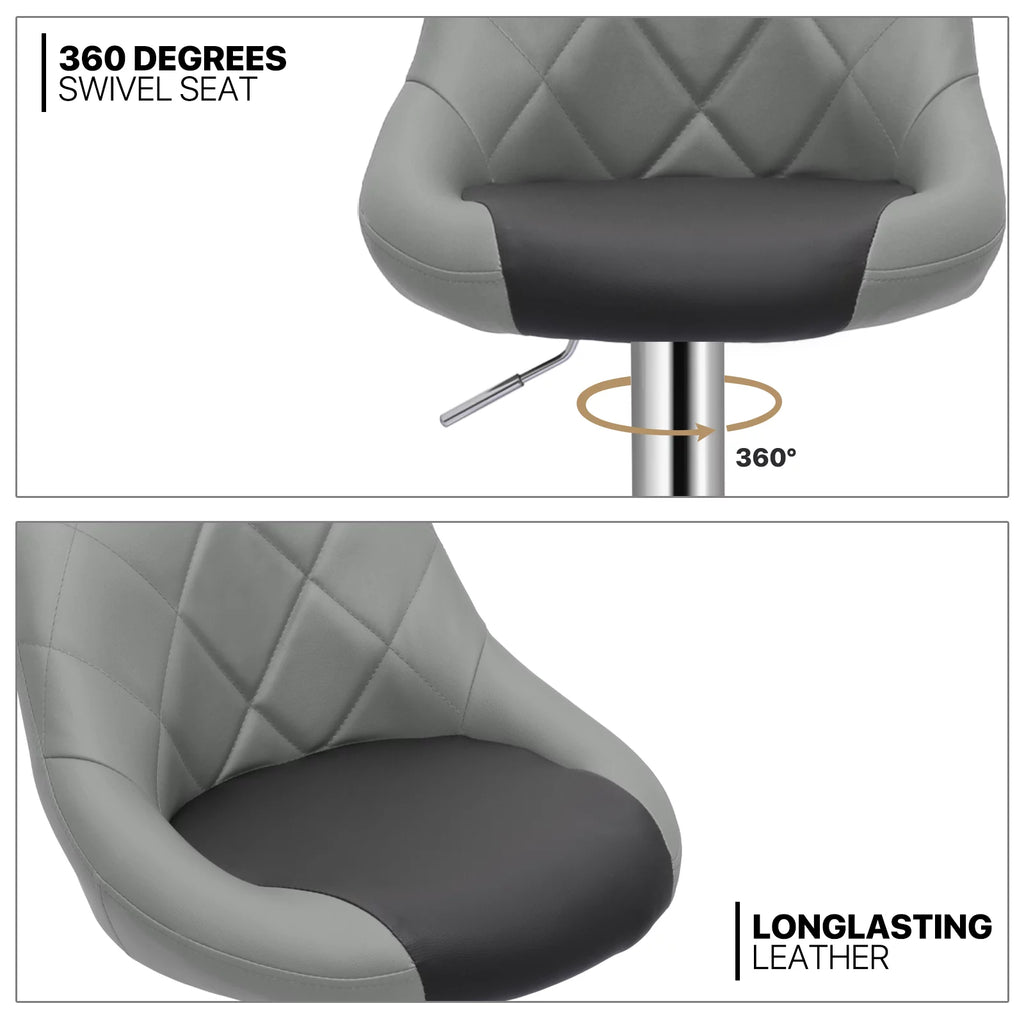 Set of 2 Height Adjustable Faux Leather Bar Stools F644172