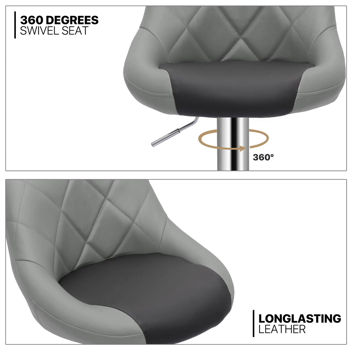 Set of 2 Height Adjustable Faux Leather Bar Stools F644172