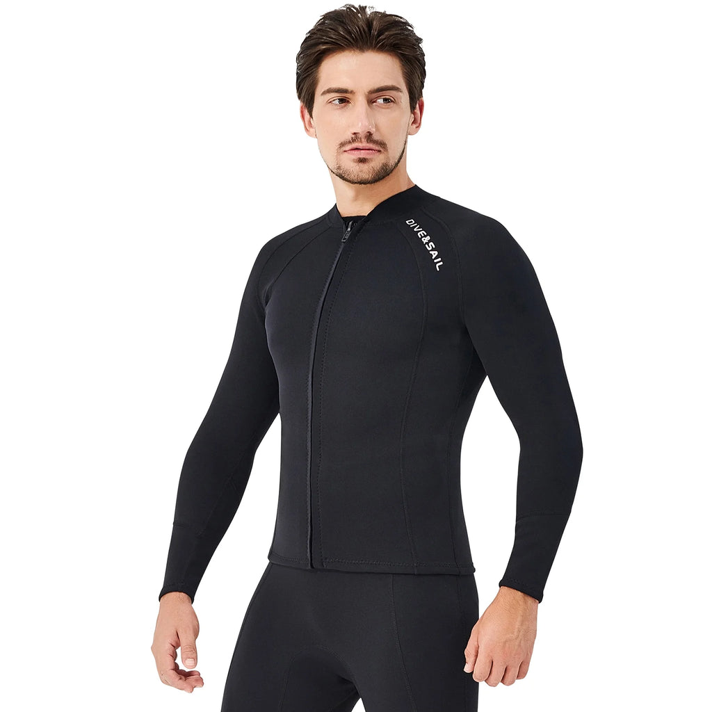 2mm Neoprene Front Zipper Wetsuits Jacket Long Sleeves G293