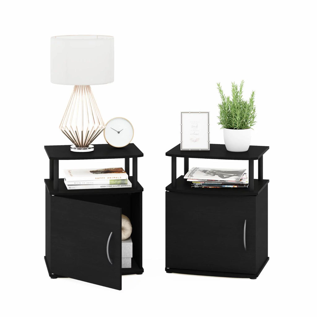 Black Engineered Wood End Table Set of 2 O9889