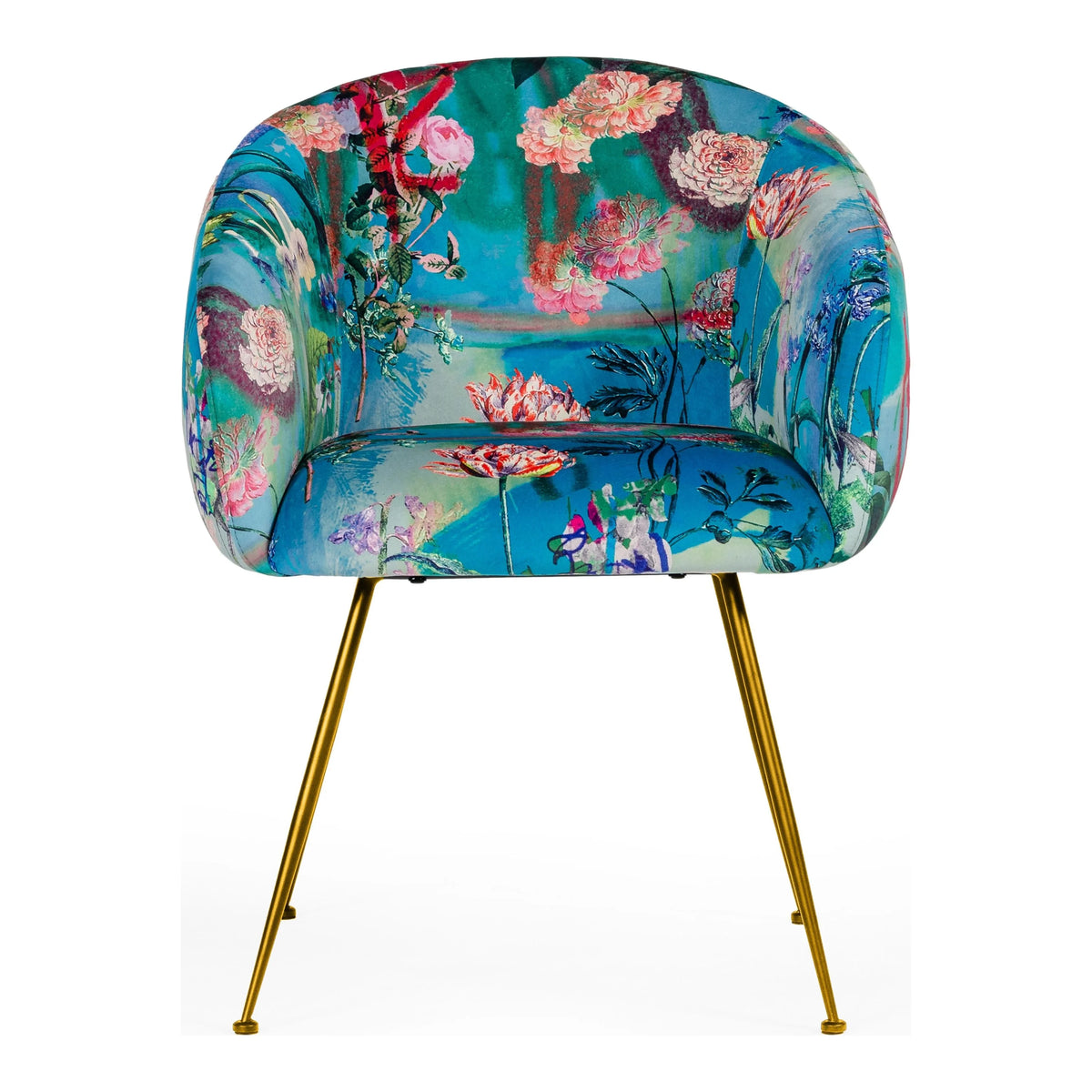 Floral Velvet & Gold Dining Chair U568742