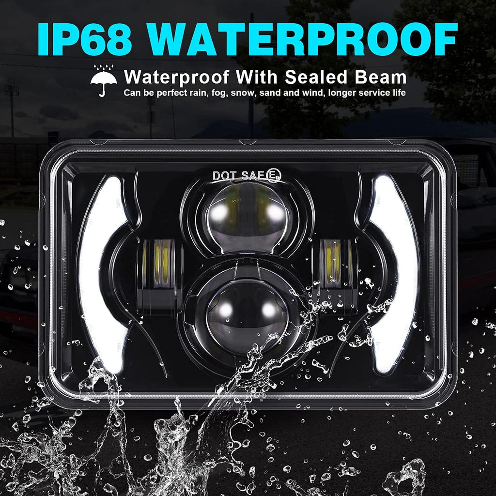 4x6 Inch LED Headlights with DRL Sealed Beam Rectangular Replacement M210