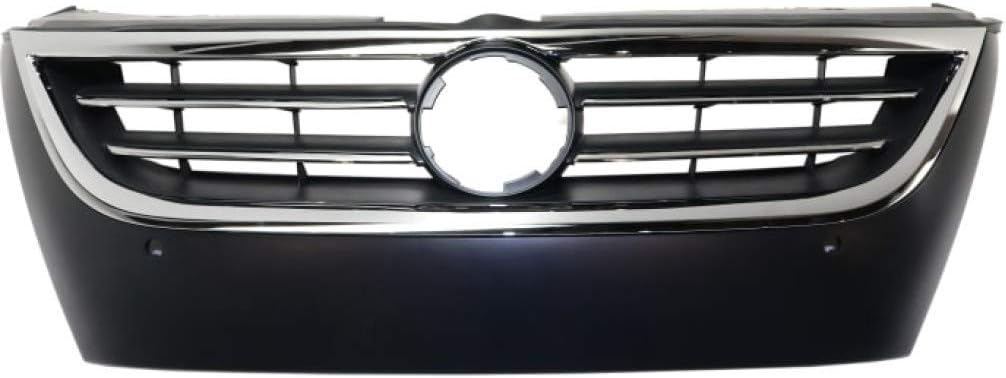 Primed Black Plastic Grille Assembly with Chrome Molding and Distance Sensor Hole Y46290
