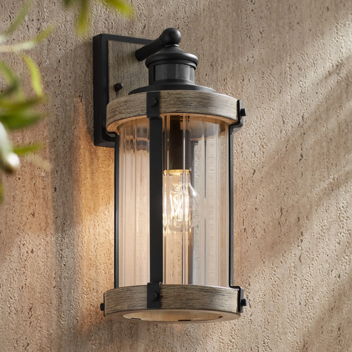 Set of 2 Gray Black Motion Sensor Dusk to Dawn Outdoor Wall Light X734894