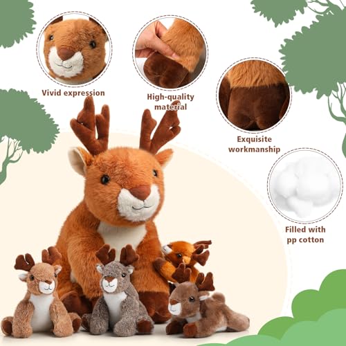16 Inch Plush Deer Stuffed Animal Set with 4 Little Plush Z628938