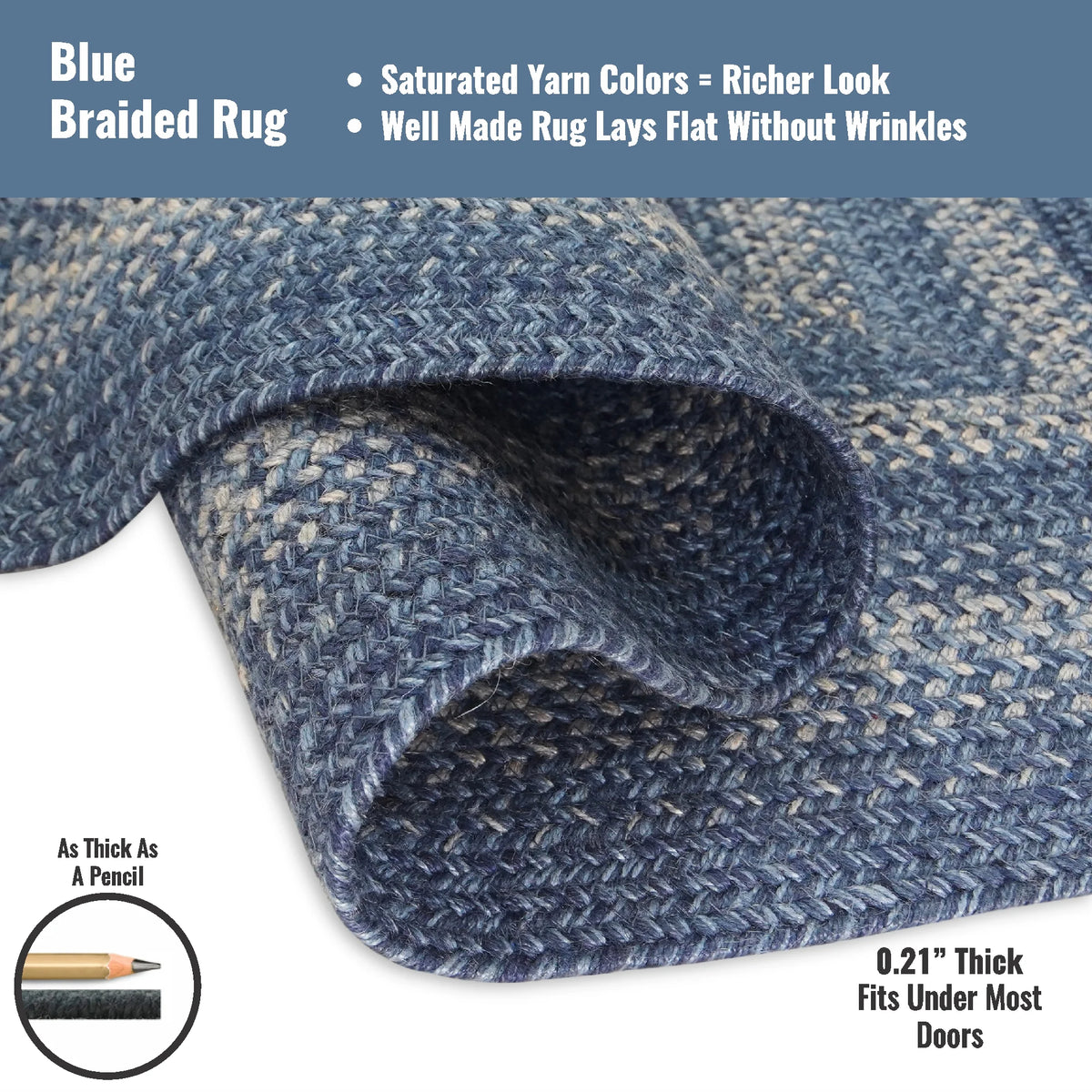 Blue 4x6' Braided Oval Rug E205