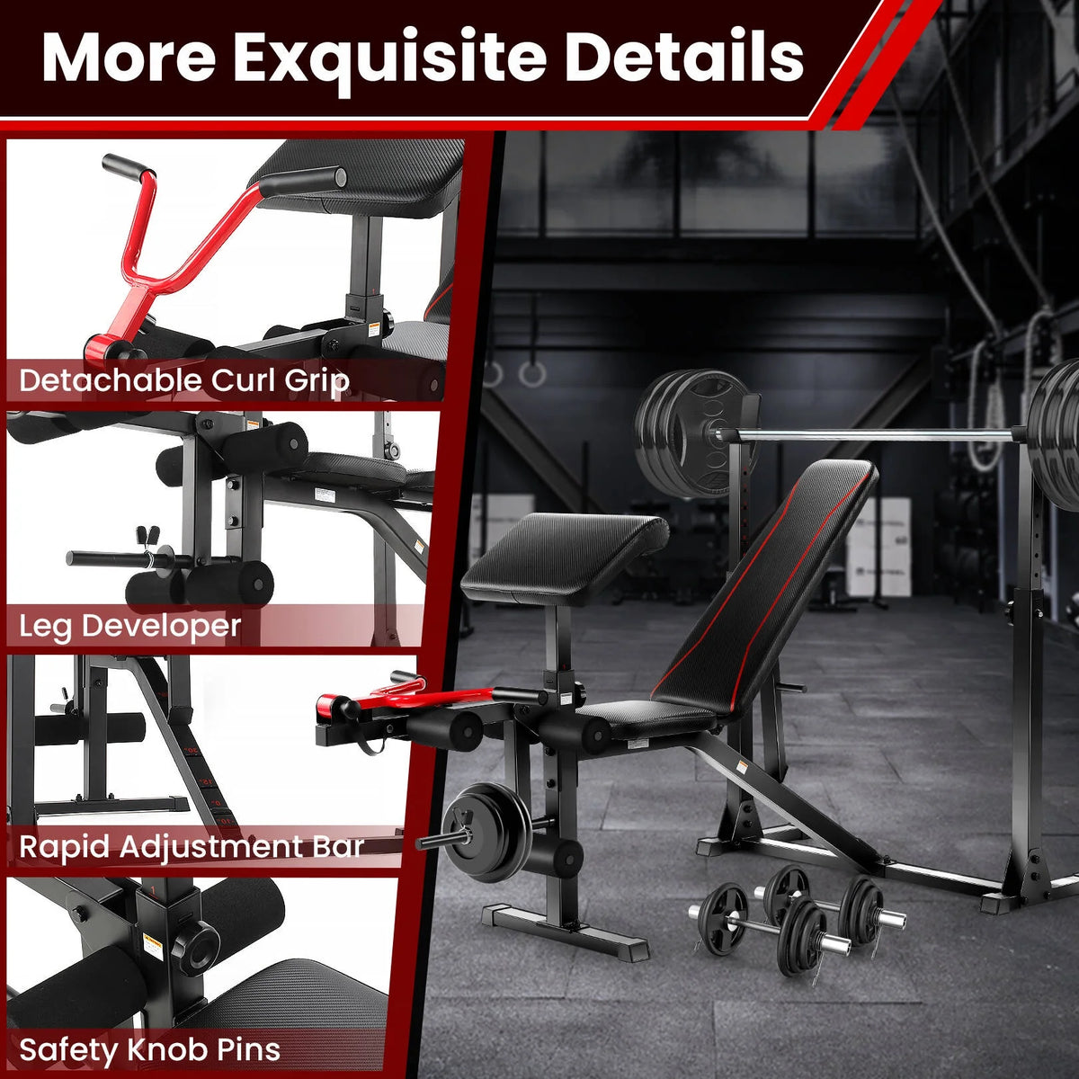 Adjustable Weight Bench Set with Barbell Rack G739109