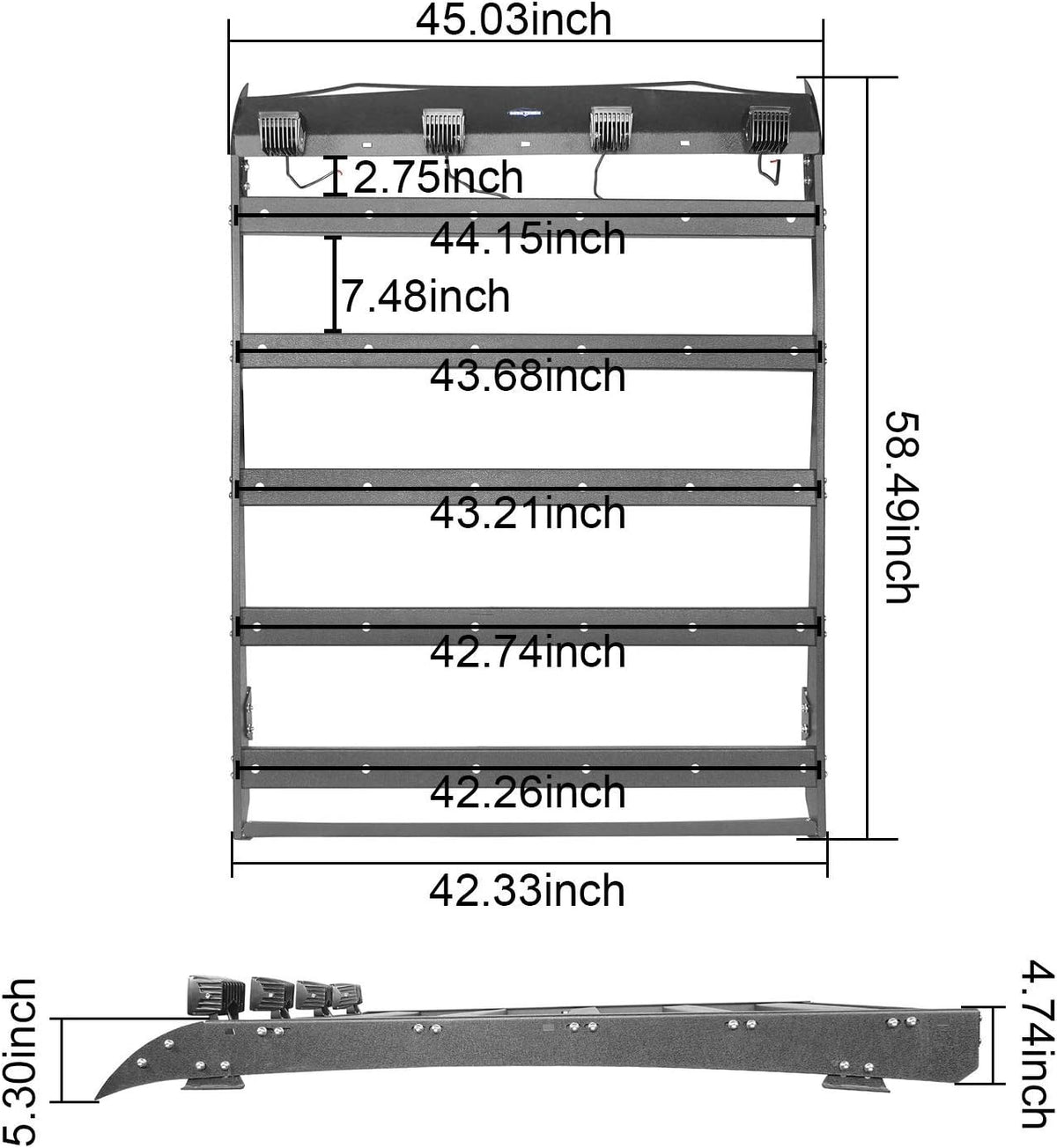 Steel Roof Rack Cargo Carrier for Toyota Tacoma Double Cab Truck C598726